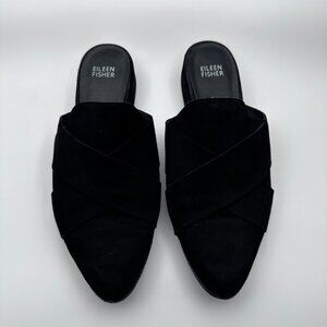 Eileen Fischer Vero Cuoio Womens Sz  8.5 Black Suede Mules